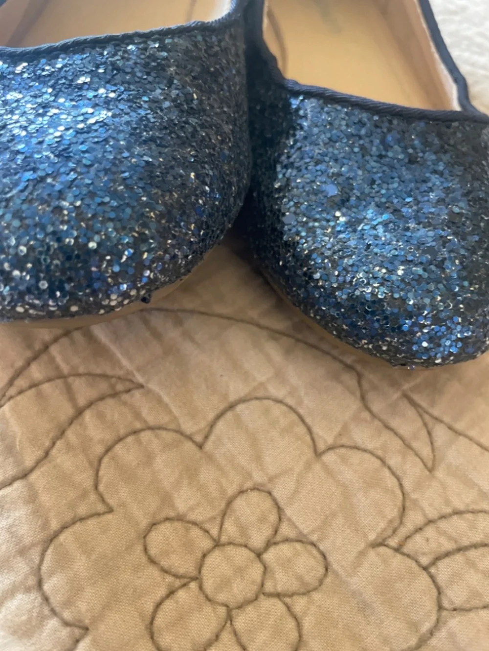 Blue glitter girls dress shoes